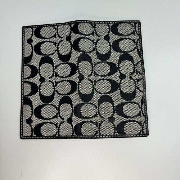 Black Signature Coach Checkbook Cover with Pen Holder - Picture 2 of 7